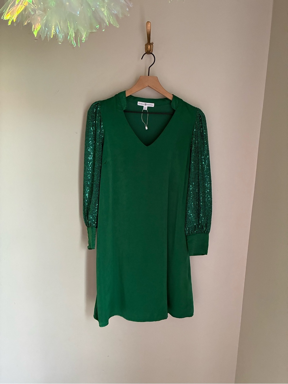 Michelle McDowell Green Sequin Satin Dress